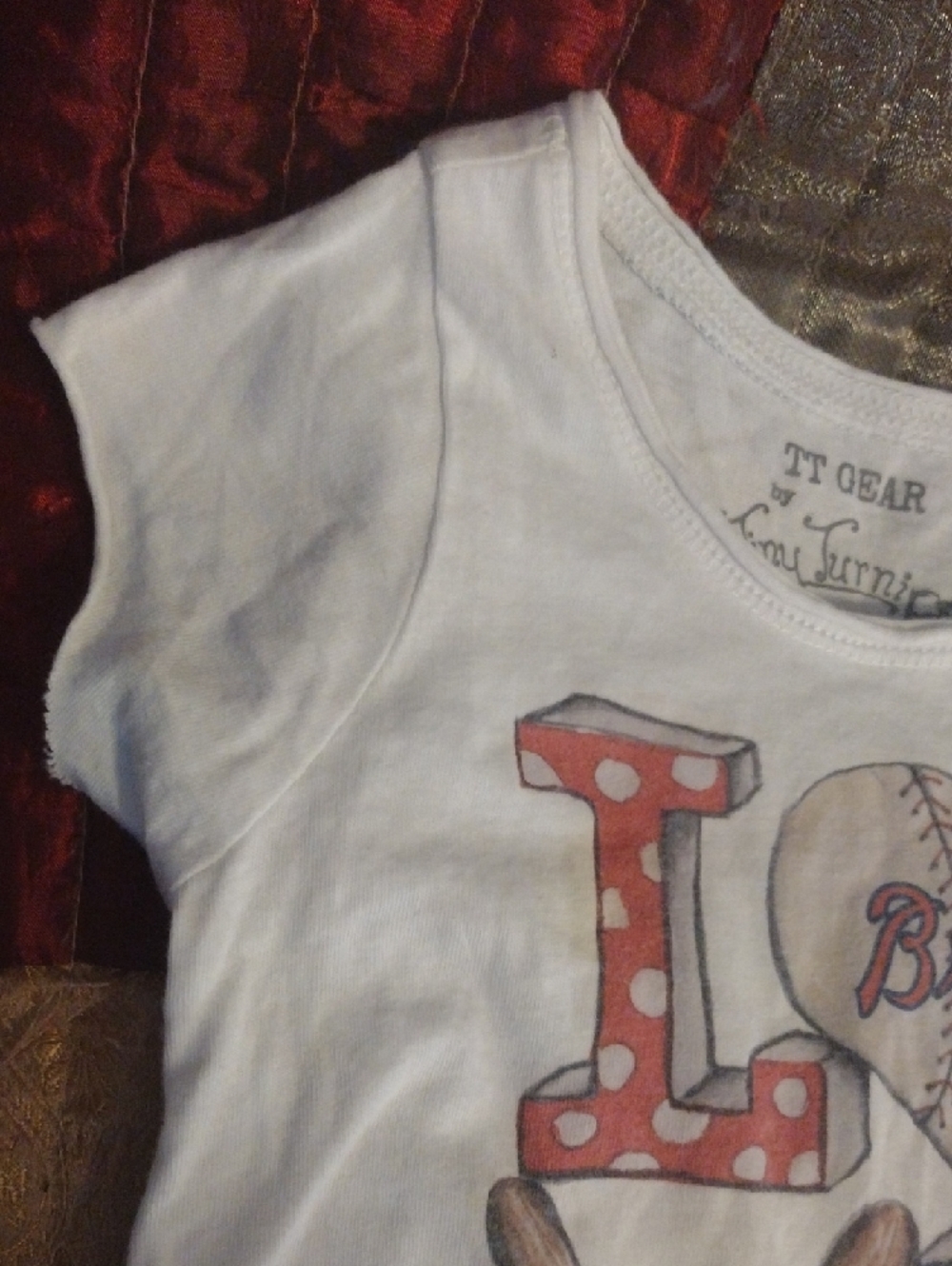 Tiny Turnip TT Gear White 'Love Braves' Short Sleeve Fringe Tee - Picture 5 of 12